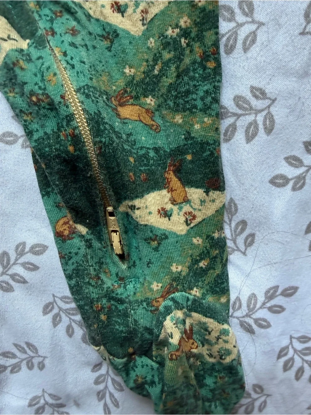 kate quinn Forest Green Fox and Trees Footed One-Piece